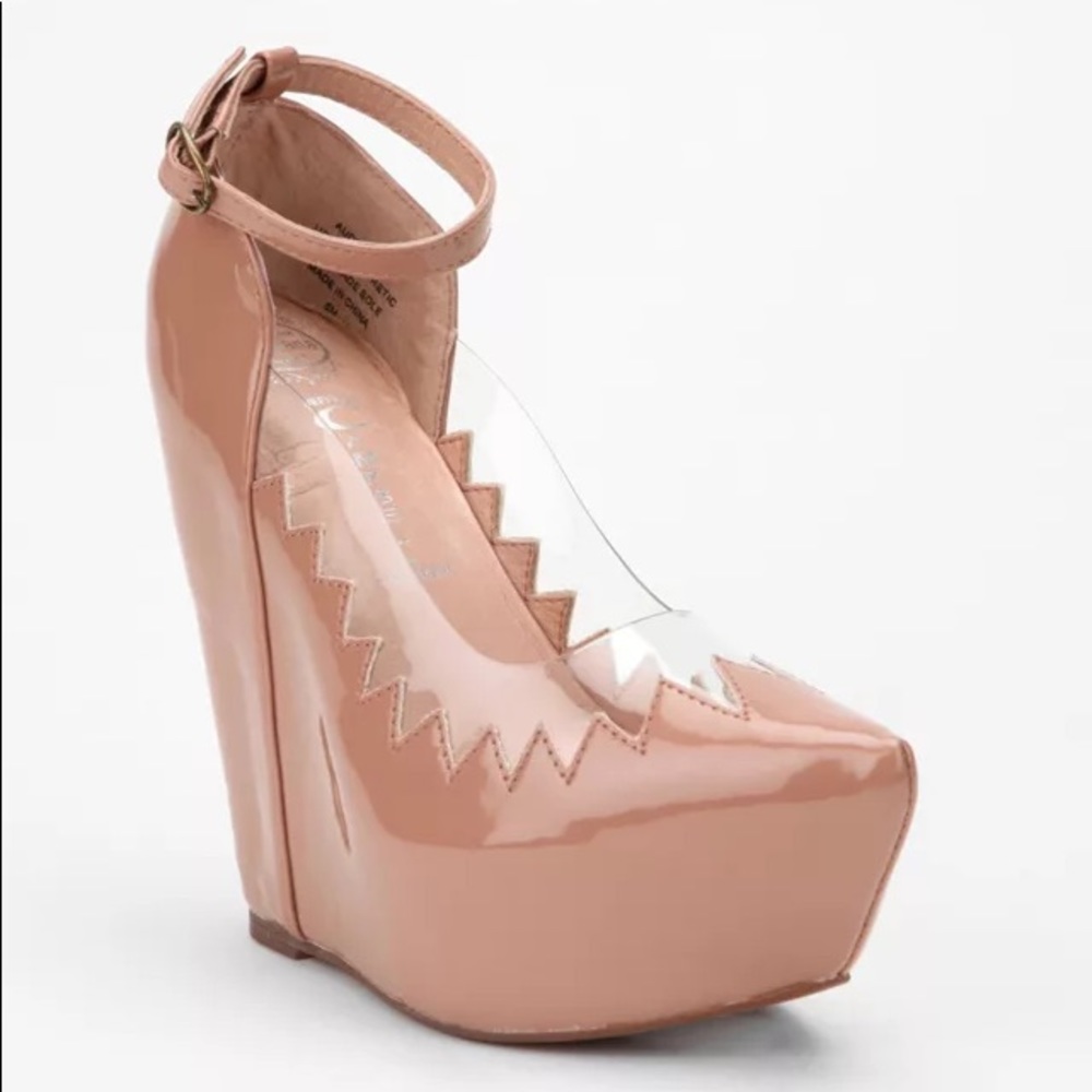 Jeffrey Campbell Aubrey Nude Color Parent leather Wedge heels